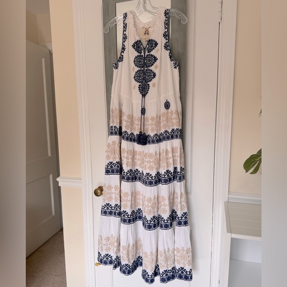 Figue Betty Embroidered Maxi Dress Cottagecore Boho Coastal - Picture 6 of 14